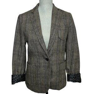 Maison Scotch Women's Blazer Plaid Grey/Tan - Size 2